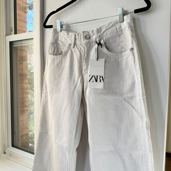 NWT Zara Low Rise Wide Leg Jeans 9632/076 White Cream 27 - Picture 5 of 14
